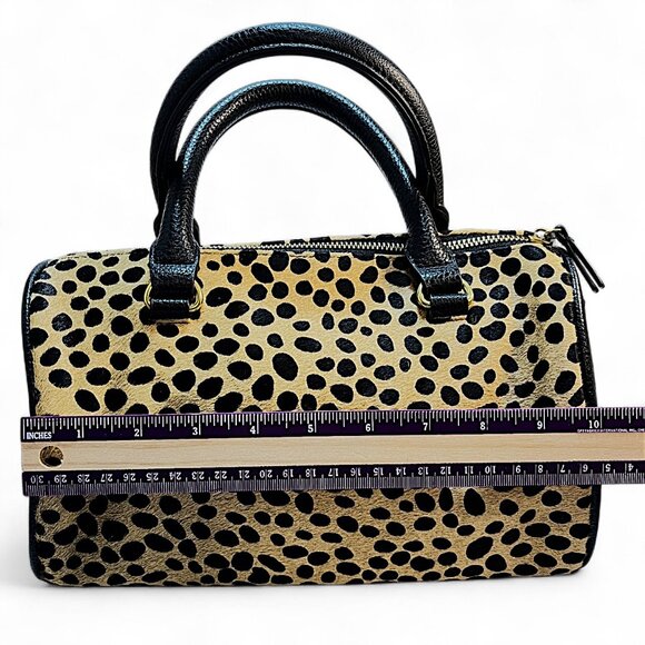 Anthropologie Cheetah Tote w/Shoulder & Crossbody Strap Black & Tan Purse - Picture 9 of 11